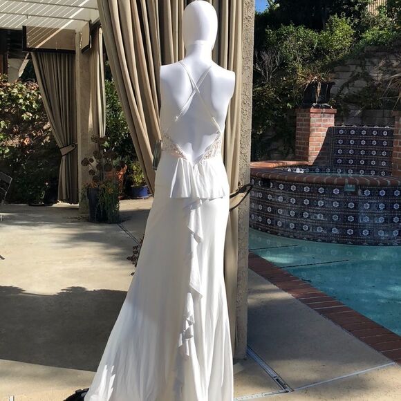 Sequin Hearts Sequin Lace Bodice Halter Gown Sz 1 - Picture 5 of 10